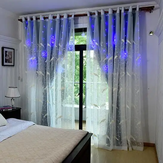 American Embroidered bird Tulle+Cloth double zodiac Window Sheer Curtain For Living Room Bedroom Kitchen Window Screening Panel