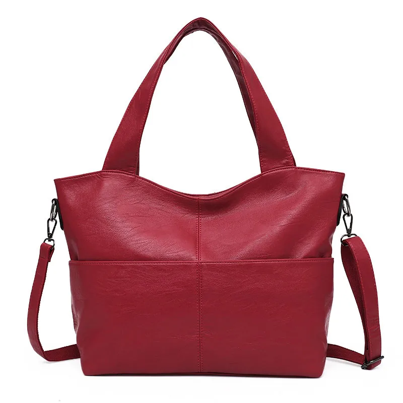 

Famous Brands Soft Leather Shoulder Bags Women Large Capacity Handbags Female Causal Big Totes for Daily Shopping Ladies Bag Sac