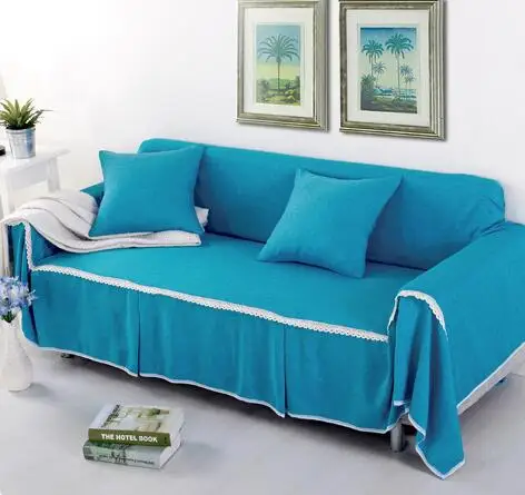 Сплошной цвет полиэстер и лен Чехлы для диванов Нескользящие чехлы для диванов полотенце для 1 2 3 сидений диван на двоих диван на заказ - Цвет: 07 sofa towel 1PCS