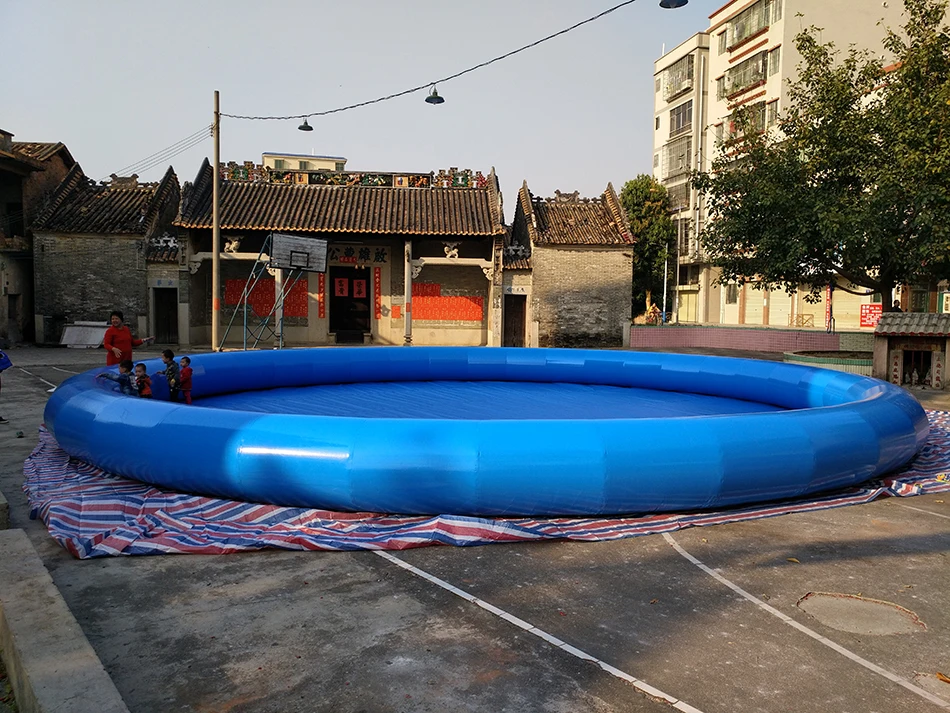 

Sale of blue round 12-meter diameter PVC inflatable pool, children's adult inflatable pool.