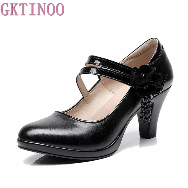 $US $29.04 GKTINOO New Genuine Leather Shoes Women High Heel Shoes 2019 Spring Autumn Women Pumps Shoes Comfor
