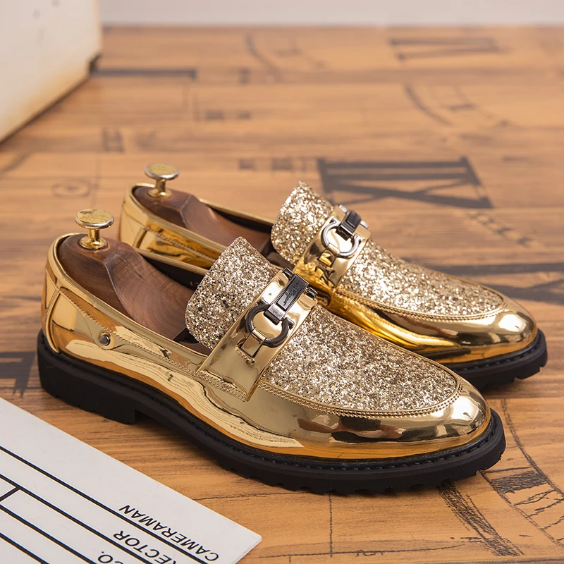 

Sooneeya Slip On Big Size 46 Mens Dress Shoes Glitter Gold Silver Formal Leather Shoes Men Italian Style Oxford Shoes For Men