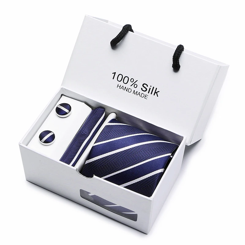  2 pcs/lot Ensemble wine red Paisley Man Tie Handkerchief and Cufflinks Gift Box Packing Many Color 