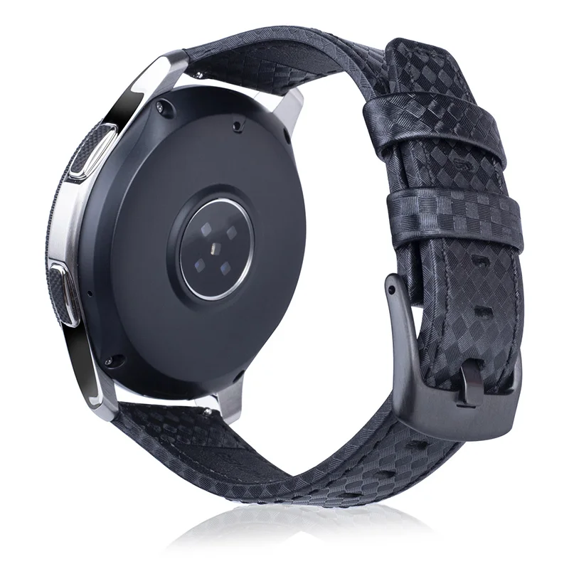 Laforuta 22 мм Quick Release роскошный черный карбоновый кожаный ремешок для часов для samsung gear S3 Classic/Frontier Galaxy 46 мм - Цвет ремешка: Black Line