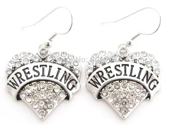 

Newest Styles rhodium plated Wrestling Clear Crystal Heart Earrings(E100052),30pair a lot