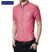 Модная брендовая мужская рубашка с коротким рукавом летняя новая рубашка с воротником-стойкой, приталенная рубашка M-5XL Повседневная рубашка мужская одежда