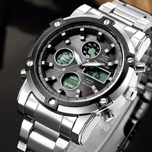 Readeel брендовые новые модные часы мужские водонепроницаемые спортивные военные часы с полной сталью Роскошные Аналоговые цифровые наручные часы