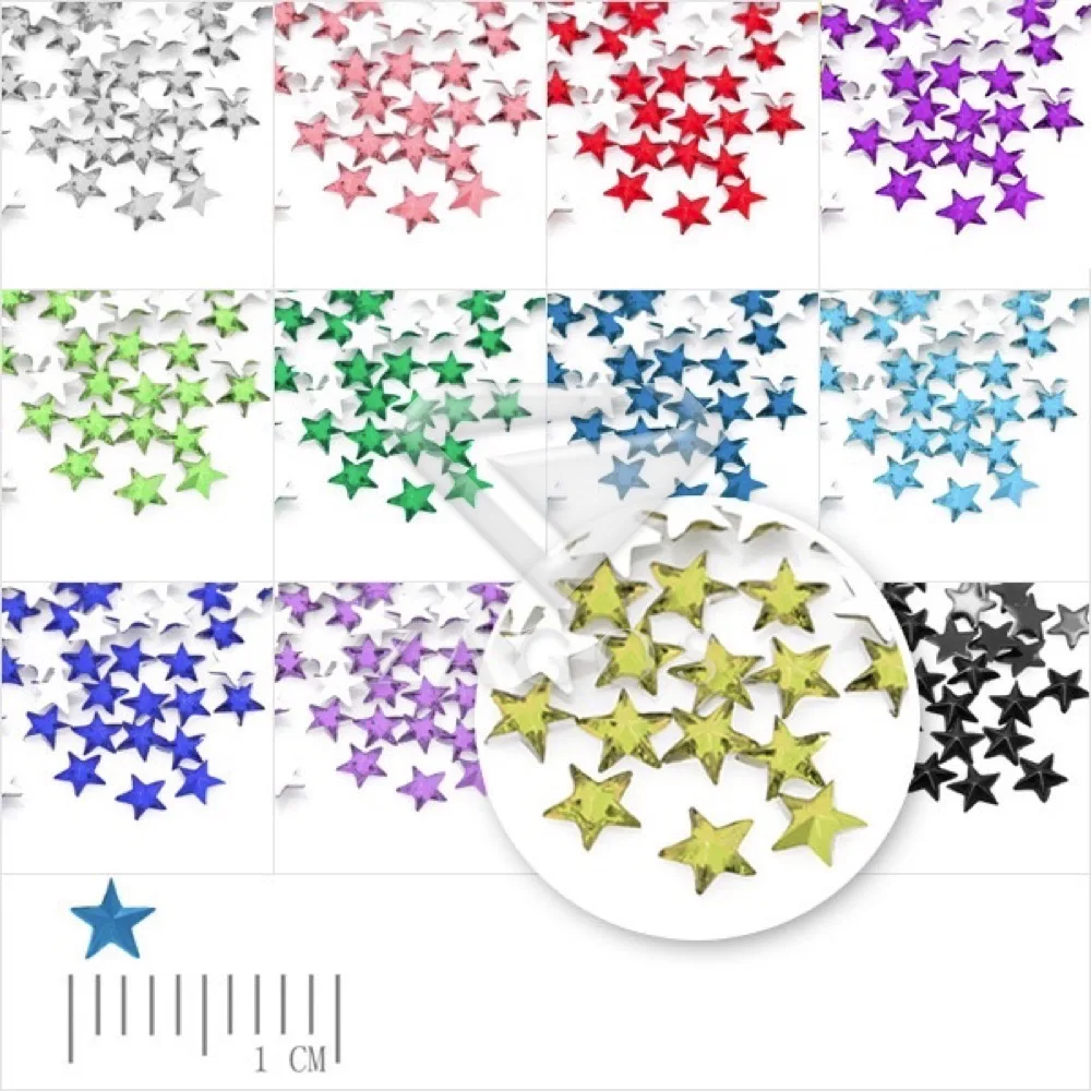 

1000Pcs Acrylic 3mm Star Flat Back Rhinestones 12 Color Non-hotfix 3D Nail Art Phone Decoration Wholesale AF0007