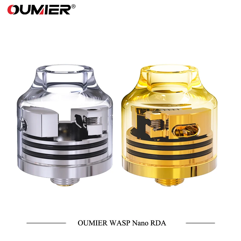 Original OUMIER WASP NANO RDA Big Deck Rebuildable Tank 22mm Adjustable Airflow Bottom Airflow NANO RDA with Resin Color Tank