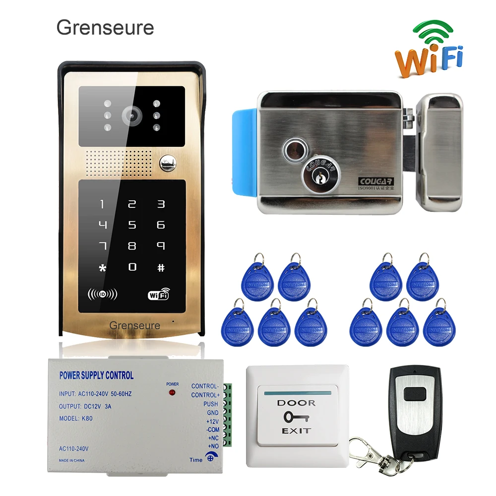

Free Shipping New RFID Code Keypad Wifi Video Intercom Door Phone Waterproof Metal Doorbell for Android IOS Phone Electric Lock