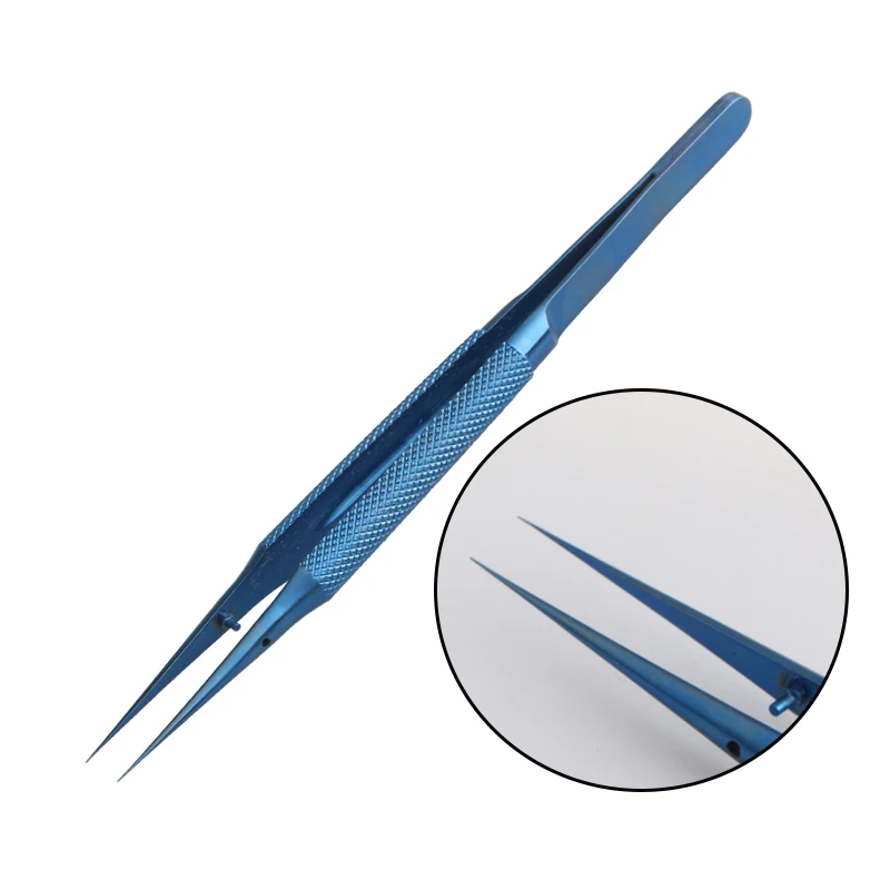 Микроскопический пинцет из титанового сплава, хирургические офтальмологические инструменты, круглые ручки, прямые локоть, 0,15 ММ, заостренные пинцеты