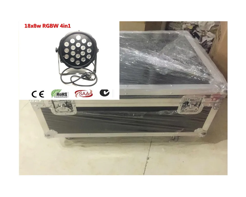 

6 unids LED Par Luz 18x8 W + flightcase LED 4IN1 RGBW DMX Led Par Plana de Lujo Luces dj
