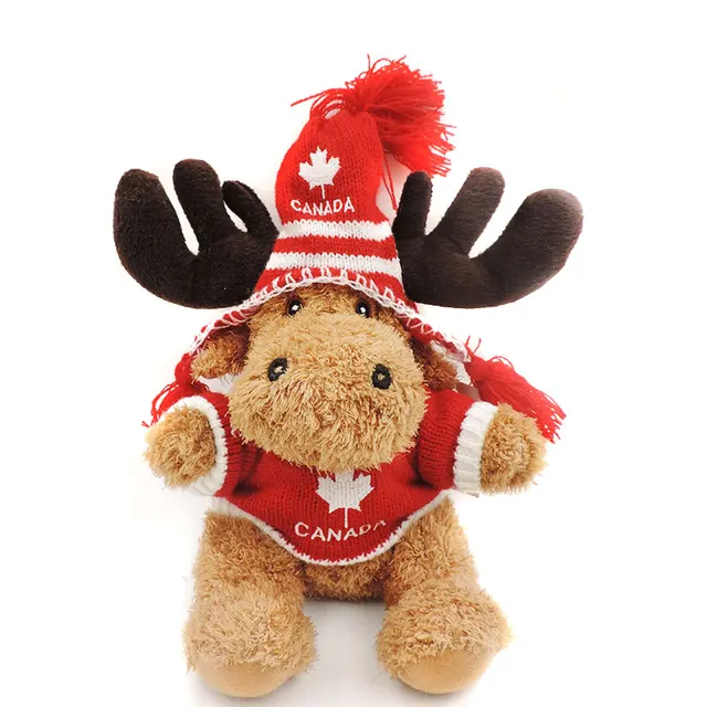 Kawaii Canadian Moose Plush Toy Stuffed Animals Dressing Elk Soft Kids