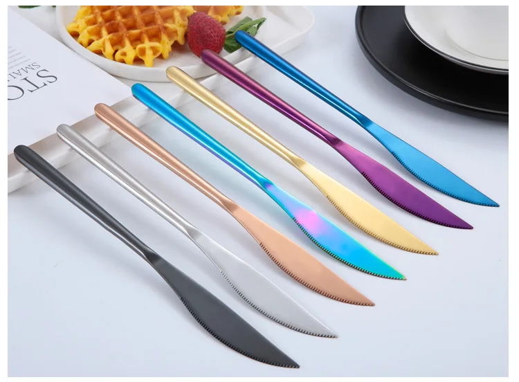 Высококачественные корейские утолщенные золотые столовые приборы из нержавеющей стали, специальный нож для стейка, домашняя посуда