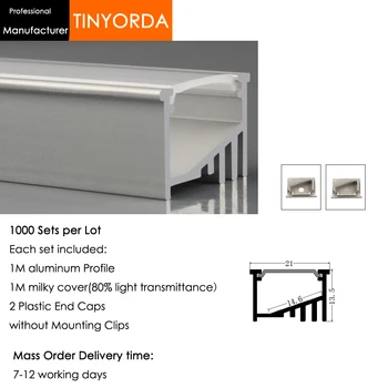 

Tinyorda 1000Pcs (1M Length) Led Alu Profile Led Channel Profil for 14mm LED Strip Light 1M LED Profile Alu Profile channel