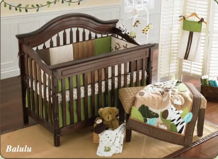 9 Pieces Crib Baby Bedding Blanket Set Embroidery Zoo Monkey Baby
