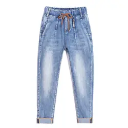 2019 новый специальный дизайн Эластичные женские джинсы женские большие размеры свободные джинсы Высокая талия стрейч деним femme узкие брюки