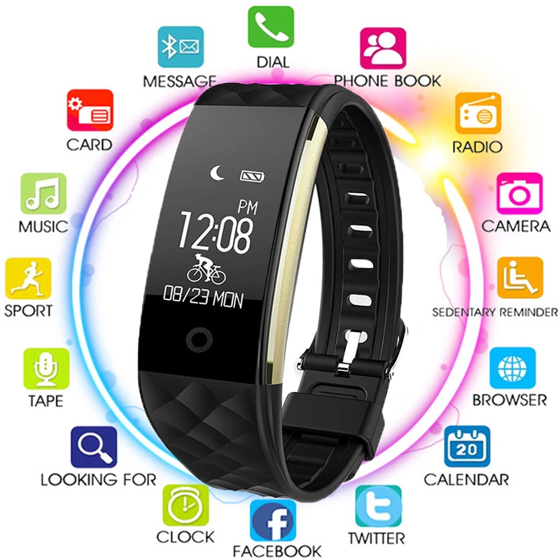 

2019 S2 Smart Wristband Heart Rate Monitor IP67 Sport Fitness Bracelet Tracker Bluetooth For Android IOS PK miband 2