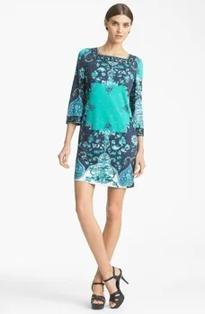 

SUMMER Dress Limited Freeshipping Silk Cotton Straight None New Arrival Italian 2017 Print Needle Woven Pattern One-piece Dress