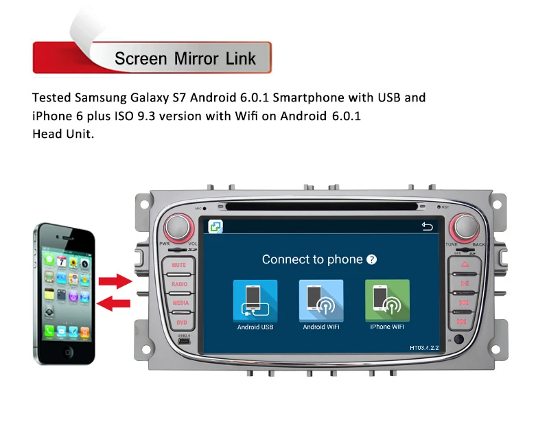 Top 7 Inch HD Android 8.1 Car Stereo Radio GPS Navigation Audio for Ford Focus / Mondeo / S-max / C-max / Galaxy With Canubus 11