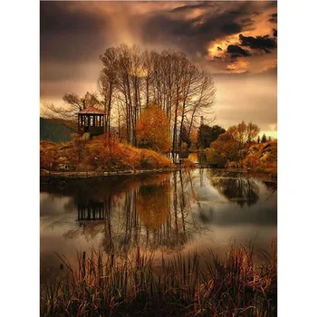 

landscape cross-stitching diamond painting party needlework precise printed set cross stitch - square diamond embroidery h156