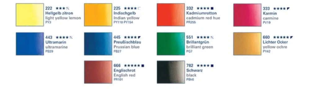 Schmincke Akademie quarella акварельные краски в наборе 10 цветов Германия|watercolor paint set|watercolor