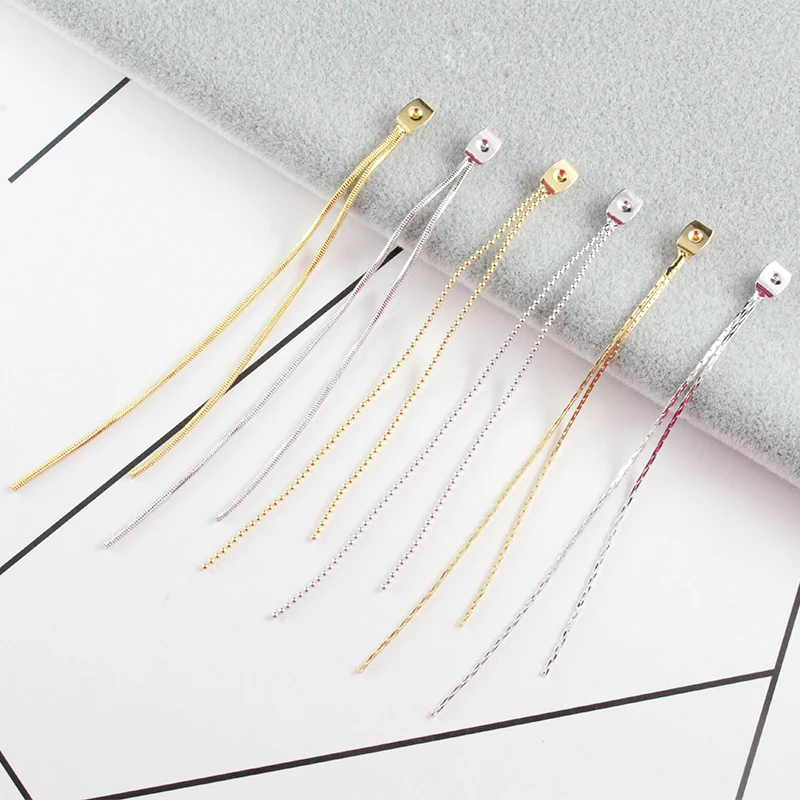 

4pcs,Back stopper with Snake chain, gold plated brass,Butterfly clutch chain, butterfly ear plug back with Bead chain