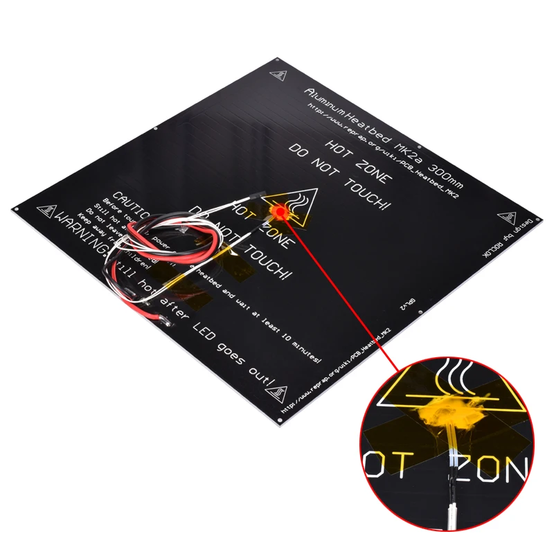 BIQU MK2A 300*300*3,0 мм RepRap RAMPS 1,4 PCB алюминиевая нагревательная пластина для Mendel для 3d принтера MK2B