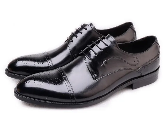 Итальянский коричневый ручной работы Кружево острым Пояса из натуральной кожи Свадебные мужские туфли Элитный бренд офисные броги Обувь шнурованная для женщин Представительская обувь
