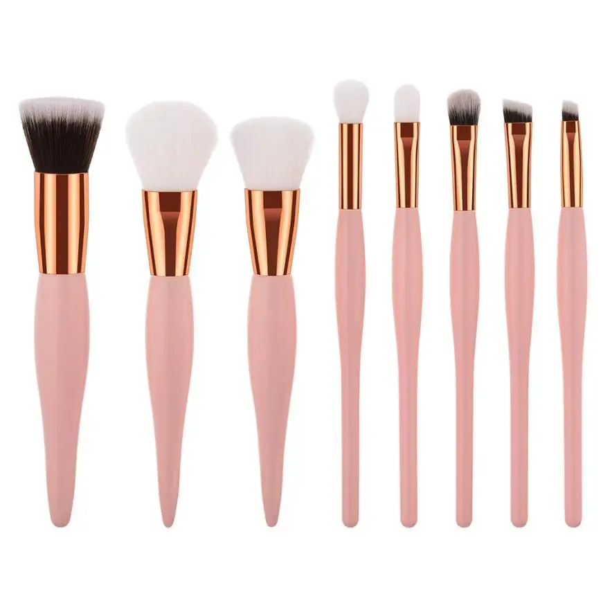 8PCS Makeup Brushes Set Wooden Foundation Cosmetic Eyebrow