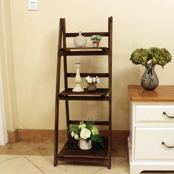 

Rural rustic solid wood carbonized wood to do the old brown color multifunction shelving racks three housing