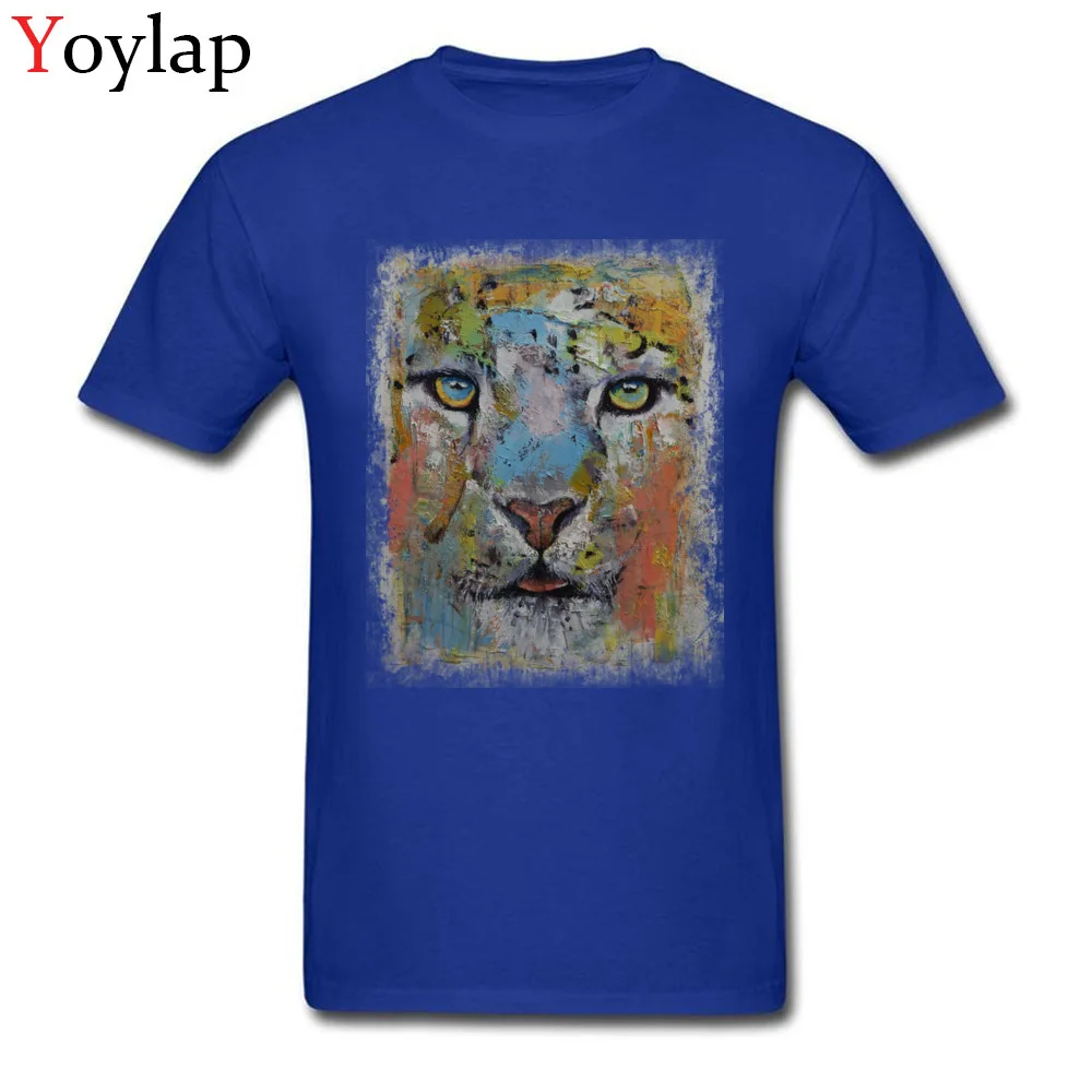 100% Cotton Tops Tees SNOW LEOPARD for Boys Design T-shirts Personalized New Coming Round Collar Short Sleeve Sweatshirts blue