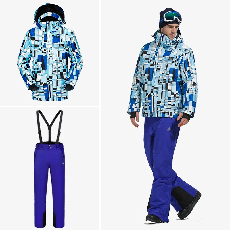 Векторный лыжный костюм для мужчин, теплый зимний ветрозащитный водонепроницаемый лыжный костюм и брюки, мужской уличный Лыжный Сноуборд набор HXF70012