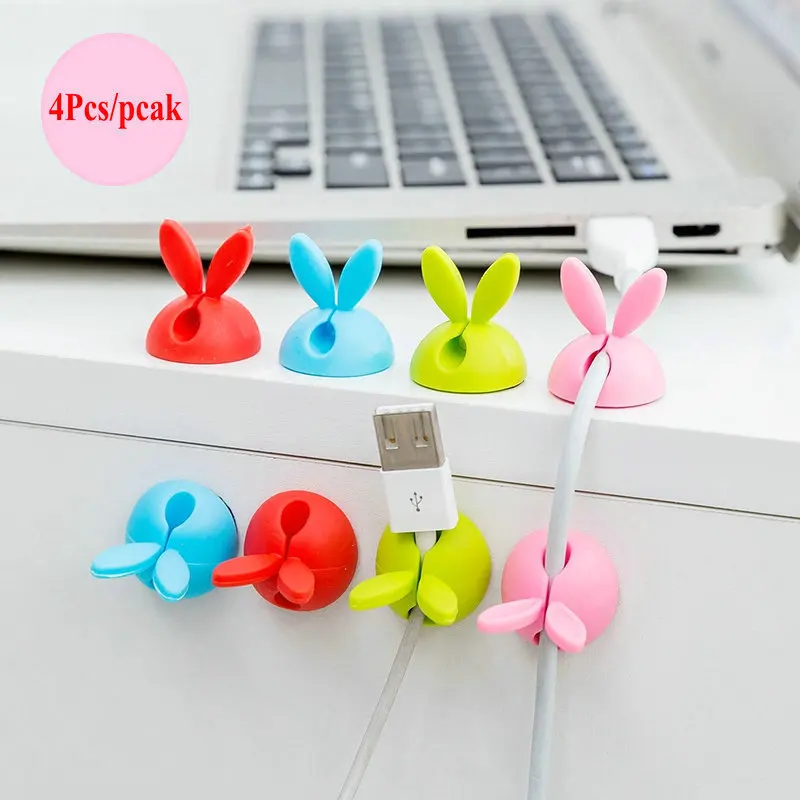 

4Pcs Silicone Car Phone Holder Wire USB Cable Clips EarPhone Multifunctional Desktop Tidy Clip Fixer Fastener Socket Organizer