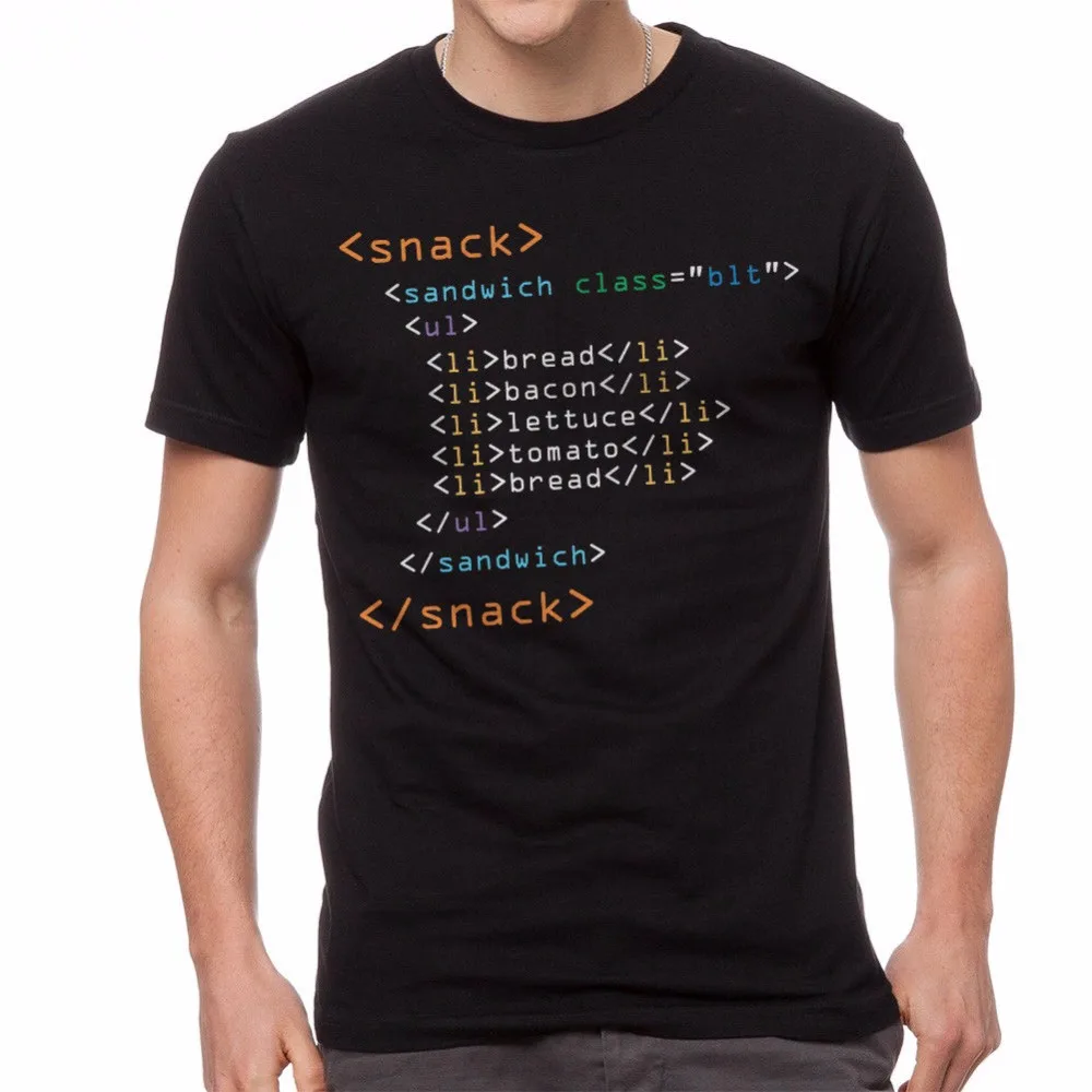 

2019 Hot sale Fashion Sandwich Code Programming Cool Men's Black T-shirt NEW Sizes S-2XL Tee shirt