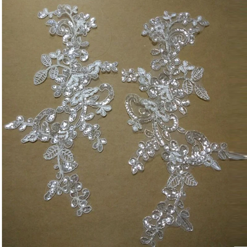 

Embroidered Lace Trim High Quality Corded Lace Patches Sewing Dress Bling Sequin Glitter Lace Applique Wedding Gown Decoration