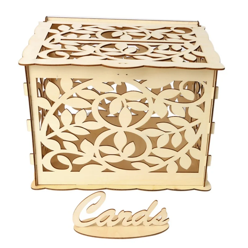  DIY Wooden Wedding Supplies Business Card Box Invitation Card Box Large Greeting Card Box - 33041069970