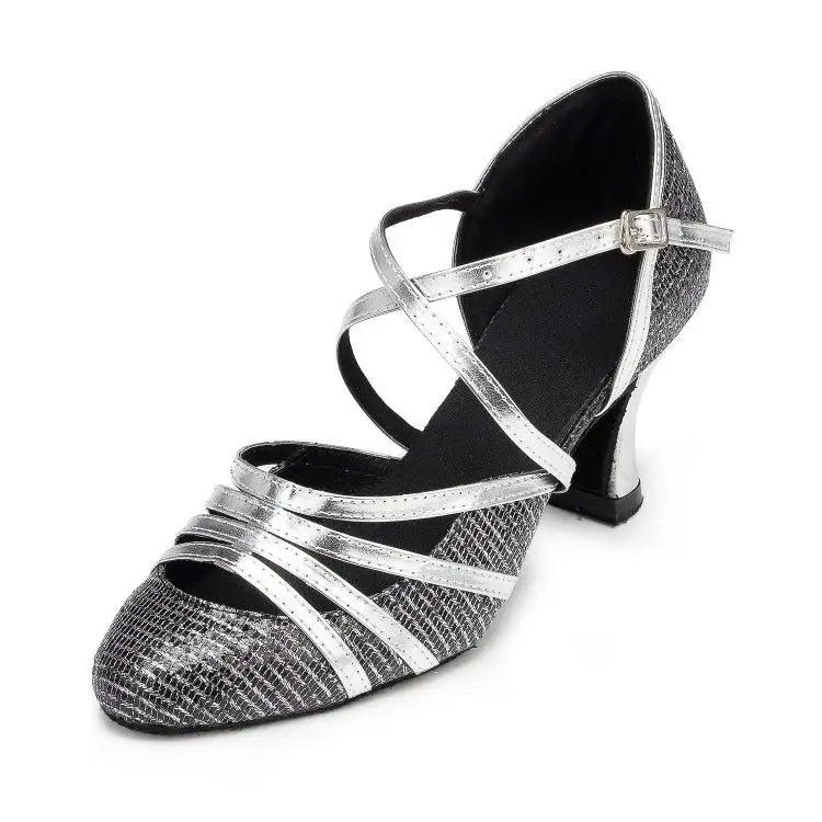 gray 6cm heel Осенние женские латинский современный танец, обувь серого цвета для бальных танцев, обувь для вечеринок с мягкой подошвой, туфли для вальса на каблуке 6 см 7 см - Цвет: gray 6cm heel