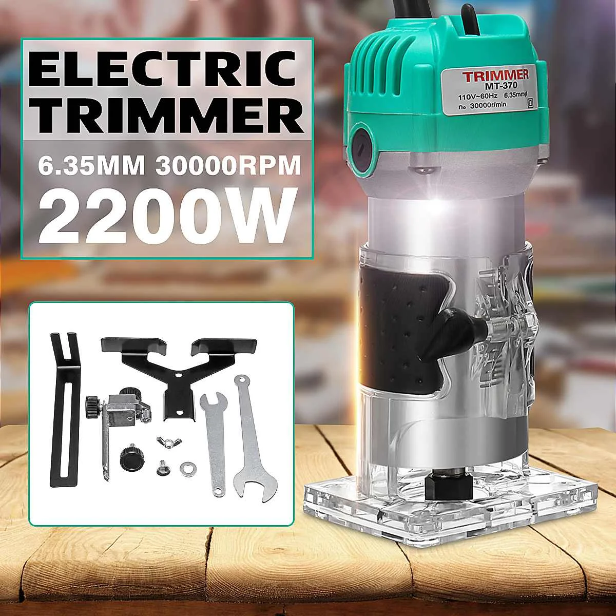 

2200W 1/4'' Electric Hand Trimmer 30000RPM Wood Laminate Palms Router Device Edging Trimmer Wood DIY Woodworking Carving Machine