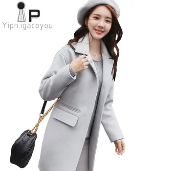 

Warm Winter Women Coats 2020 Korean Plus size Wool Blend Coat Jacket Women Long Sleeve Outwear Autumn Elegant Woolen Coat Female