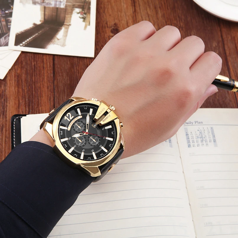 CURREN Mens Watches Brand Luxury Leather Casual Quartz Watch Men Military Sport Clock Gold Watch Relogio Masculino 8176