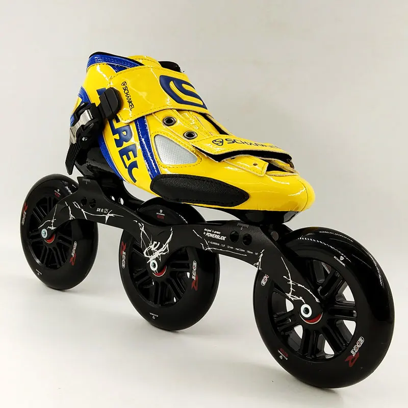 الألياف الزجاجية سرعة تزلج الأحذية المهنية أحذية النساء/الرجال 125 ملليمتر 3 عجلات كبيرة جولة كعكة التزلج الأسطوانة الزلاجات