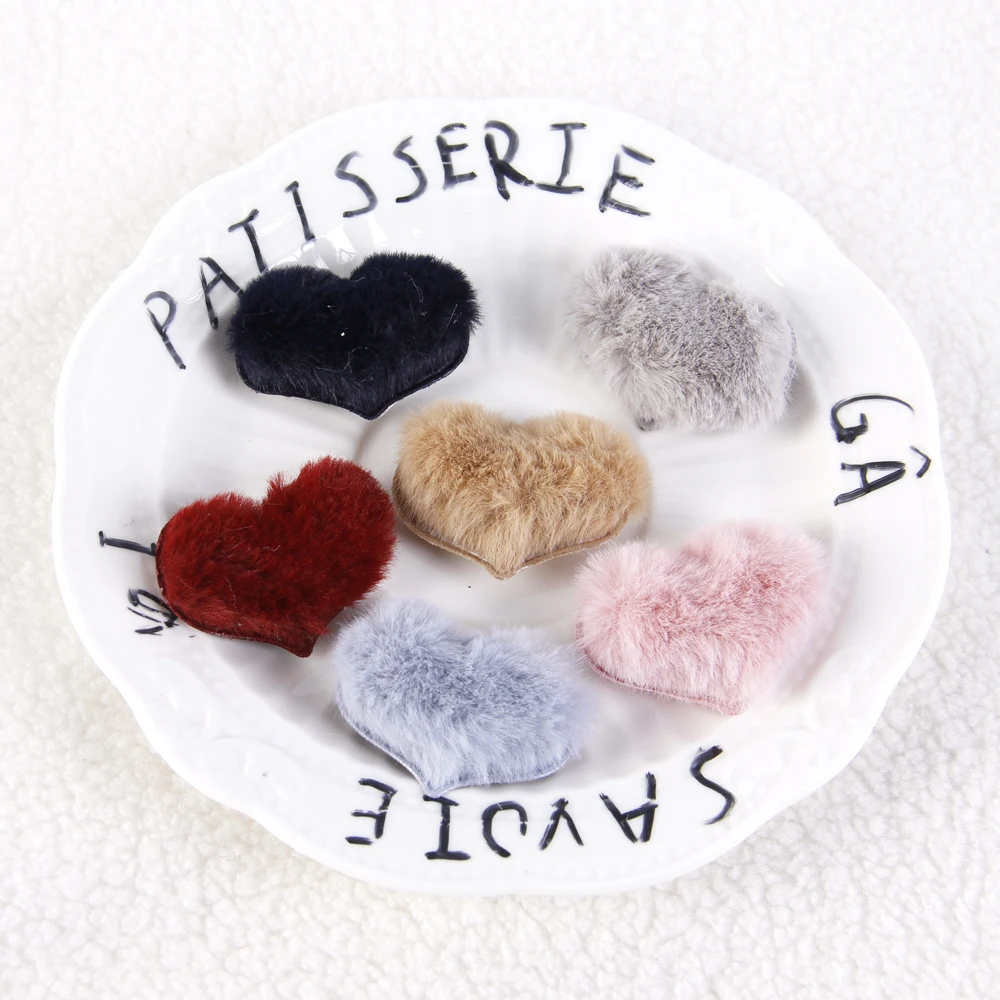 

david angie 5pcs plush heart crown velvet embellishment patch,DIY Hair clip Girls Princess Headdress Decoration,5Yc3394