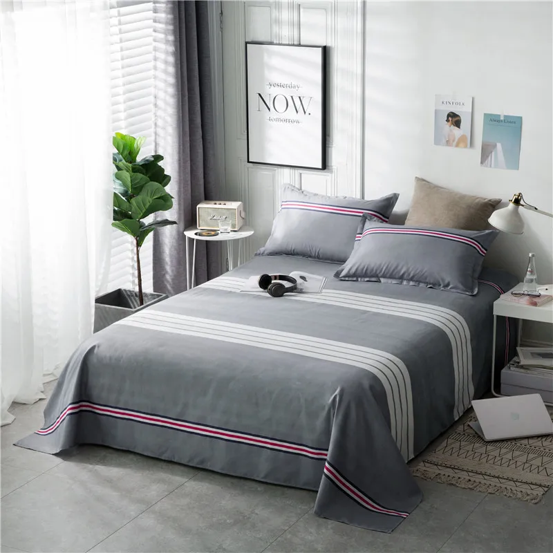 

Gray Solid Color Stripe Pattern 4Pcs Bedding Set Bedspread Duvet Cover Double Bed Sheets Linens Queen King Adult Bedclothes Soft