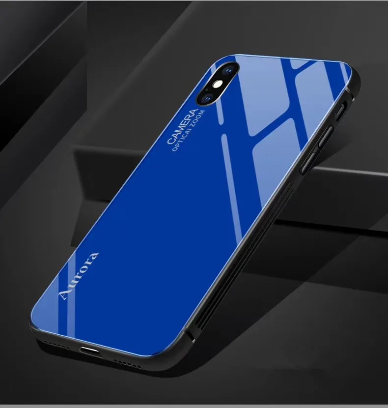 Для iphone X XS MAX XRCase Honor Play Dis Цвет закаленное стекло 9h Аврора градиент противоударный