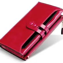RFID масло воск коровья кожа кошелек из натуральной кожи женский модный стиль длинный размер черный фиолетовый розовый синий горчичный доступный