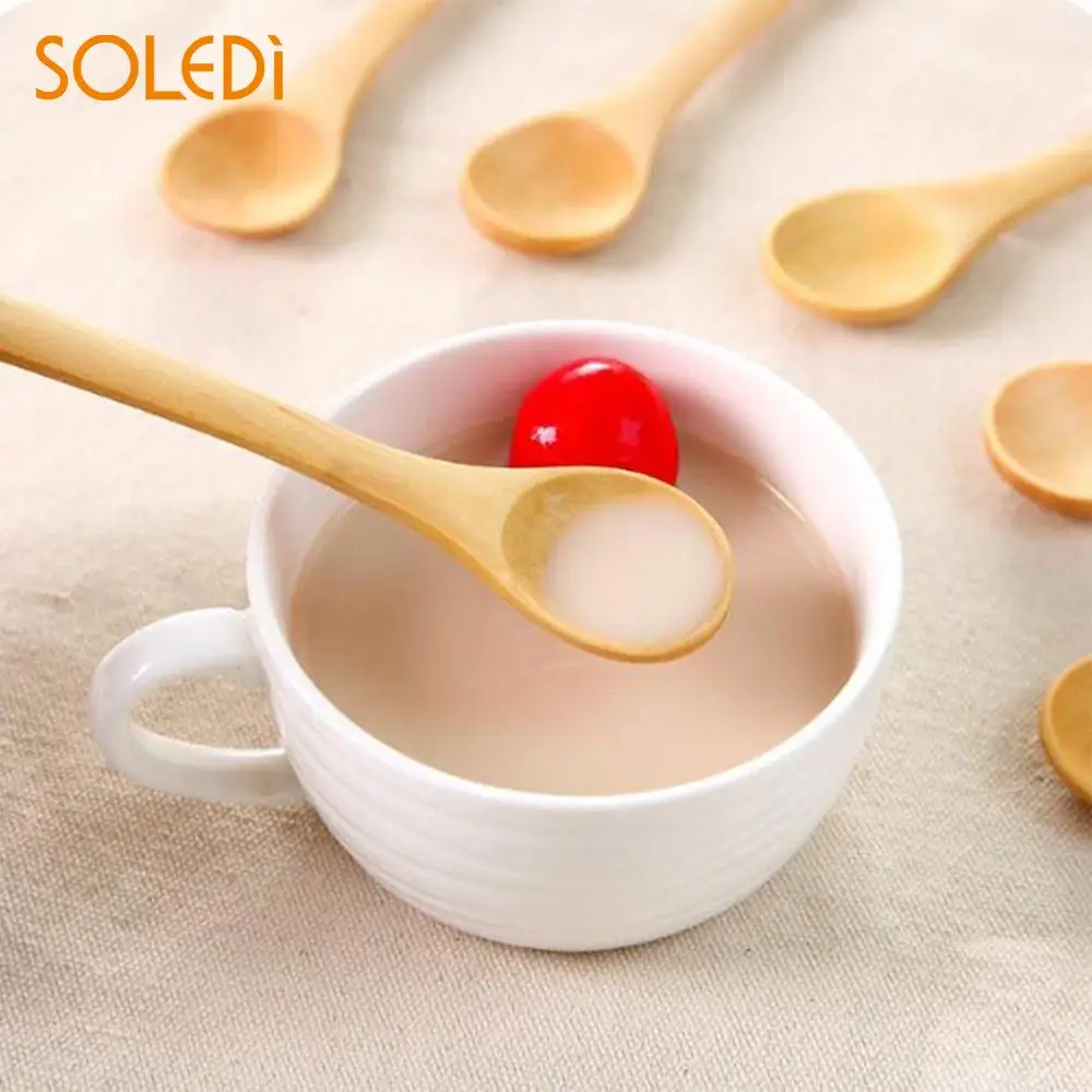 

Wooden 13cm Salt Spoon Flavor Scoop Cooking Kitchen Coffee Tableware Mini Wood Long Handle Honey Spoon Convenient