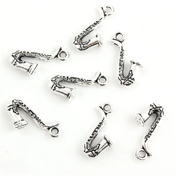 

30pcs 15x21mm Antique Silver Plated Sax Musical Instruments Pendant Charms Fit DIY Jewelry Making Necklace