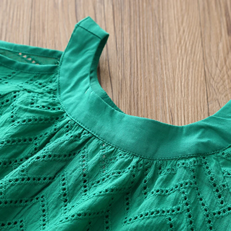 Для школьниц Кружева рубашка лето хлопок лук дизайн середине рукава блузка для девочек повседневные Летние Топы Camisa de Ниас 2-12Yrs