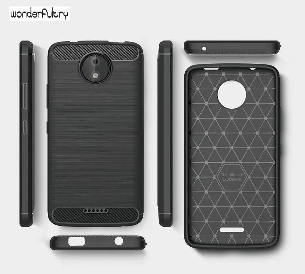 Wonderfultry для MOTO C плюс В виде ракушки Fundas Coque углеродного волокна матовый чехол Капа